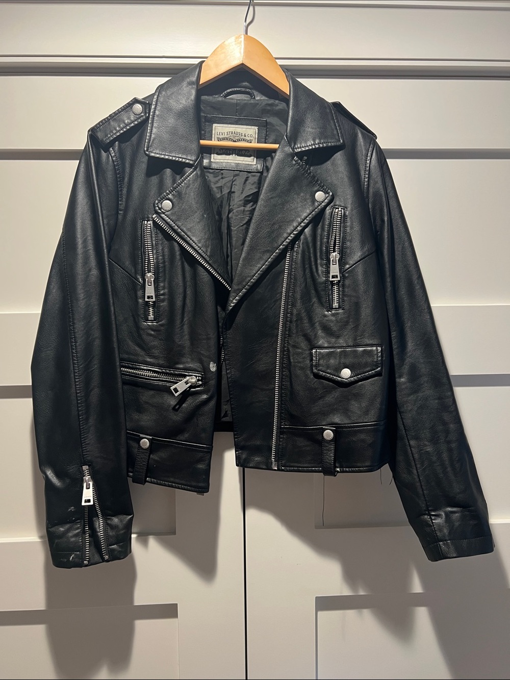 Levi's Black Leather Moto Zip Jacket